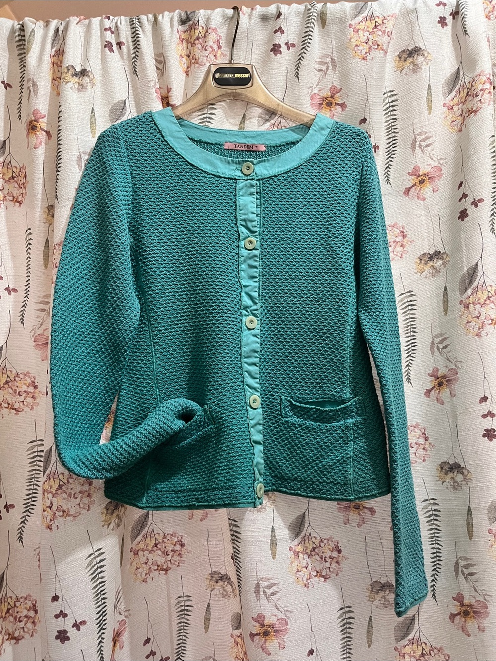 Textured Teal Button-Front Cardigan Sweater